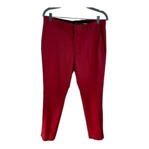 Top Man Men's  Pants size 32S slim fit casual Rust Red flat front chino Pants